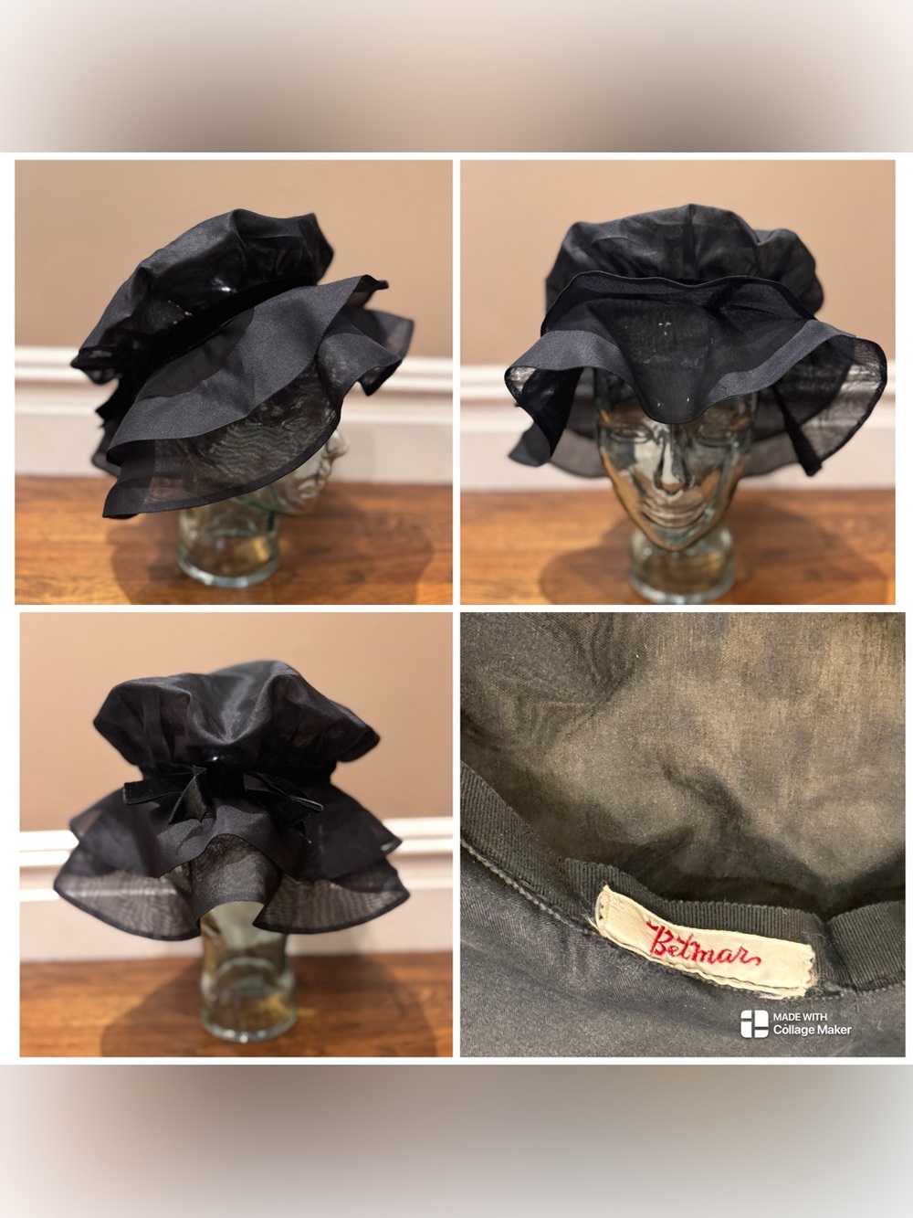 Vintage Betmar organza hat